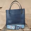 SoRetro FYG Leather Crossbody Tote - Blueberry with Glenlore Trails on Navy