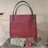 SoRetro FYG Leather Crossbody Tote - Raspberry with Crimson Canyon on Olive