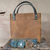 SoRetro FYG Leather Crossbody Tote - S'mores with Blue Glarus Woods on Olive