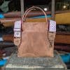 SoRetro FYG Leather Crossbody Tote - Graham Crackers with Eden Gardens on Chocolate Brown
