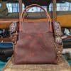 SoRetro FYG Leather Crossbody Tote - Chocolate Covered Cherries with Sweet Pea on Chocolate Brown