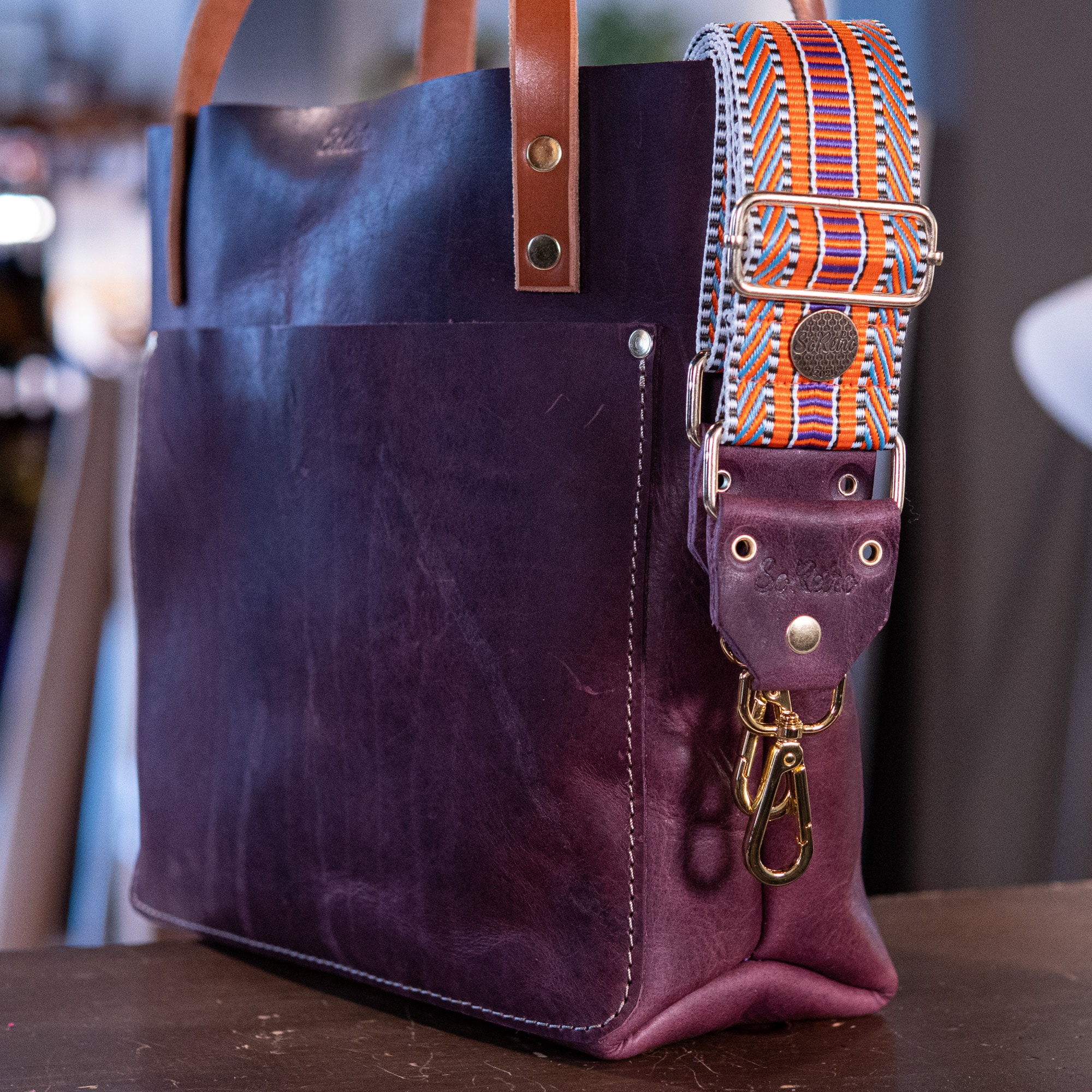 SoRetro Perfect FYG Leather Crossbody Tote – Busty Purple Cowgirl with ...