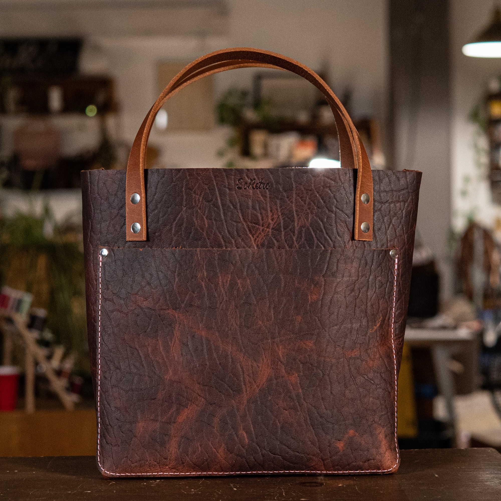 SoRetro Perfect FYG Leather Crossbody Tote Chipotle BBQ with Baby