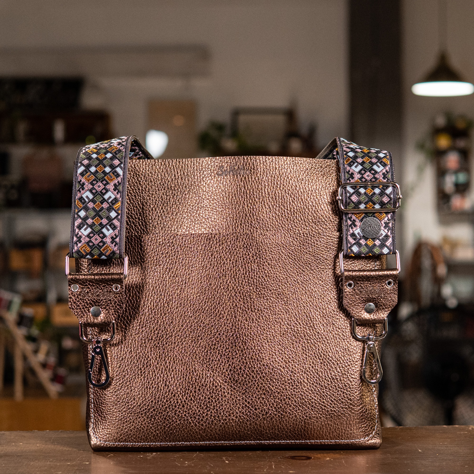 Perfect FYG Leather Crossbody Tote Spray Tan with Zug Island on Dark