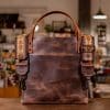 SoRetro Perfect FYG Leather Crossbody Tote – Señora de Atocha with The Lioness of Brittany on Chocolate Brown Webbing – Gunmetal Hardware