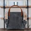 SoRetro Especial Mini+ FYG Leather Crossbody Tote – Blue Slate with Exclusivo Bluff Point Beach on Chocolate Brown Webbing – Gunmetal Hardware