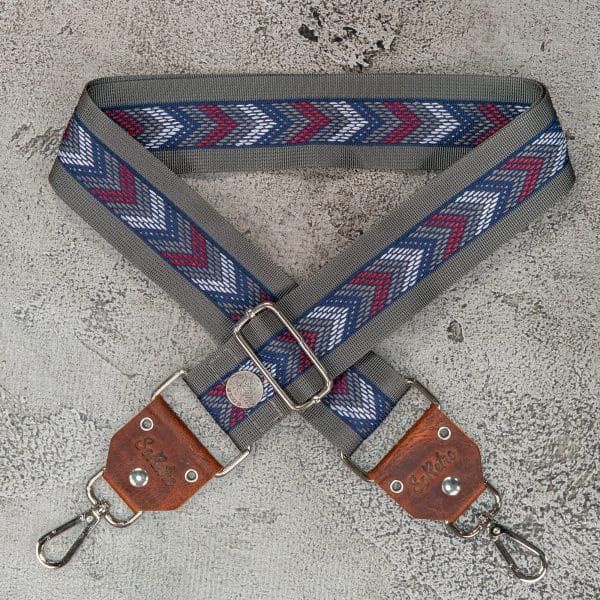 Red, Slate, and Blue Chevron - Bag or Camera Strap