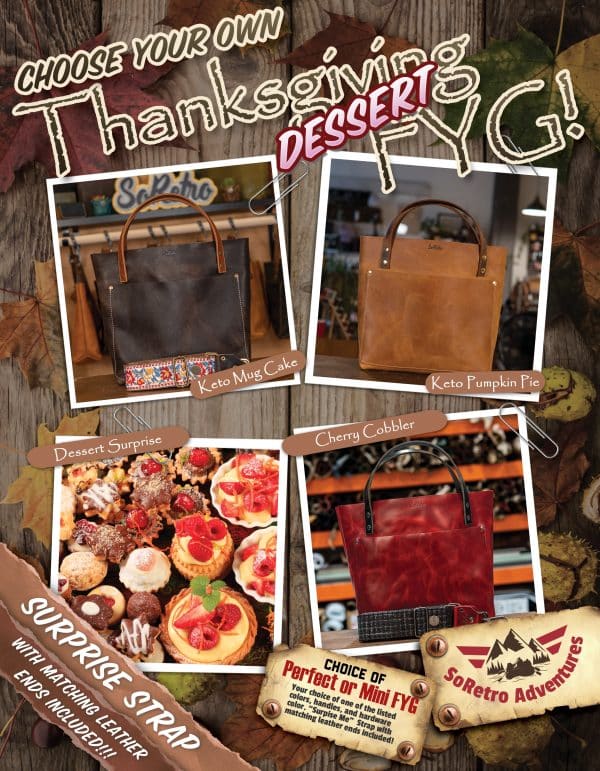 SoRetro FYG Leather Crossbody Tote – Choose Your Own Thanksgiving Dessert FYG
