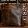 SoRetro Especial Perfect FYG Leather Crossbody Tote – Extra Virgin Olive Oil with MCM Diamonds Cocoa and Sky Dark – Gunmetal Hardware