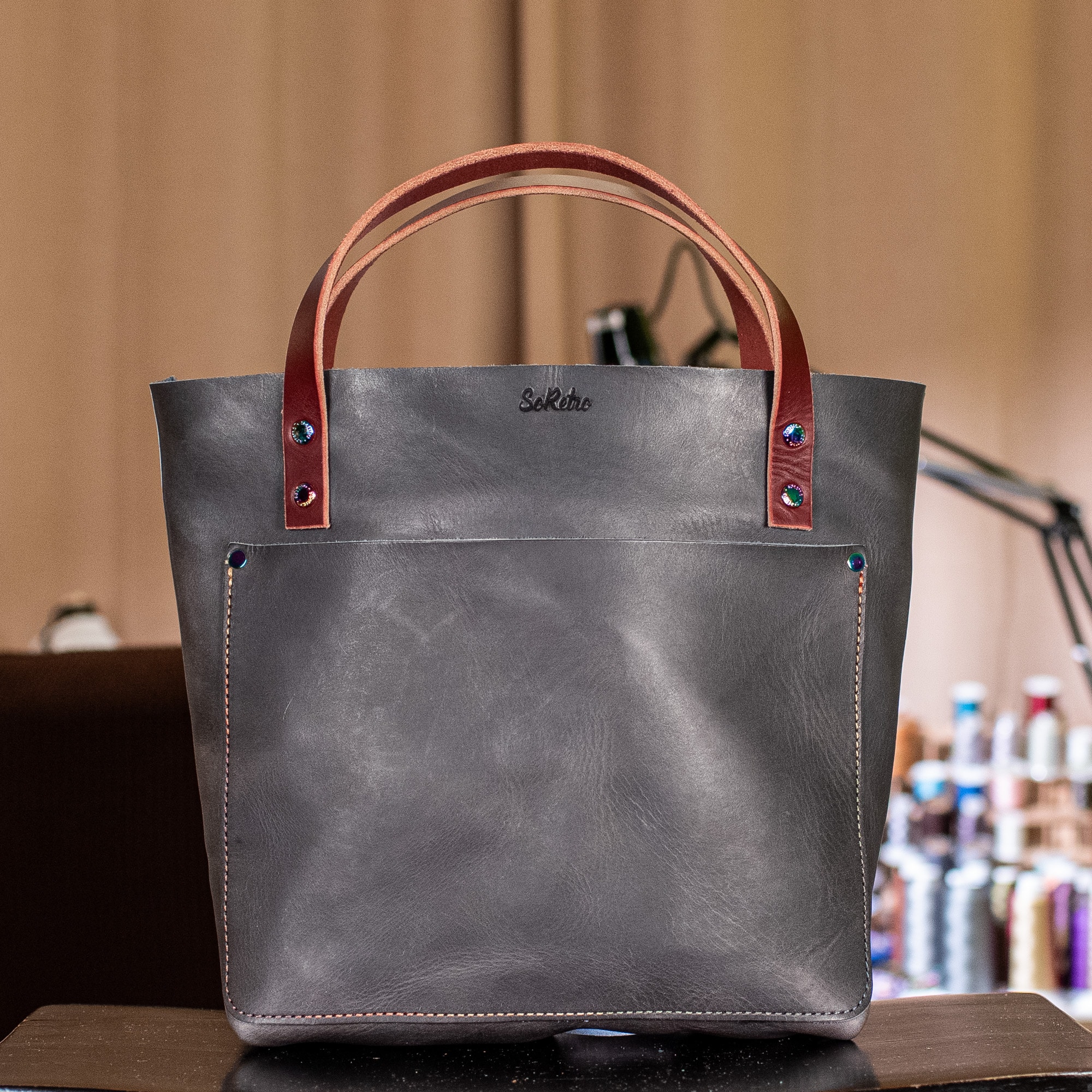 SoRetro Verdura Perfect FYG Leather Crossbody Tote Grafite Dura with