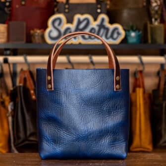Alternative view of SoRetro Especial Mini FYG Leather Crossbody Tote - The Nautilus with Limited Superstar Ziggle on Cobalt Cotton Webbing – Bronze Hardware