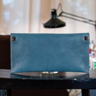 Alternative view of SoRetro FYG Crossbody Clutch - Agave Blu with Limited Hamsa Magic Mushrooms on Tropical Beach Blue Webbing - Gunmetal Hardware