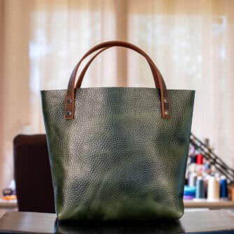 Alternative view of SoRetro Mini+ FYG Leather Crossbody Tote – Luckystone with Limited Boomslang Tan on Dark Olive Cotton Webbing – Gunmetal Hardware