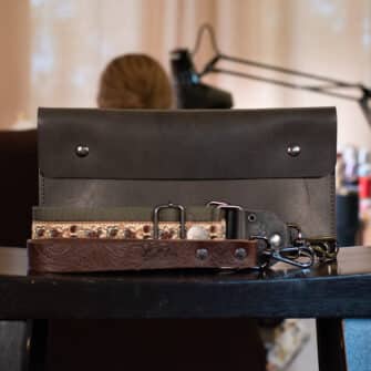 SoRetro Especial Reservo FYG Crossbody Clutch - Holy Moldy Guacamole with Limited Cedar Rose on Dark Olive Cotton Webbing – Gunmetal Hardware