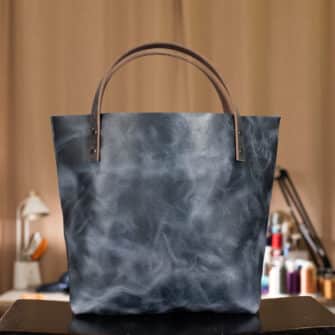 Alternative view of SoRetro Especial Reservo Perfect FYG Leather Crossbody Tote – Concrete Conspiracy with Exclusivo Pepper Beach Vintage Steel on Light Gray Cotton Webbing – Gunmetal Hardware