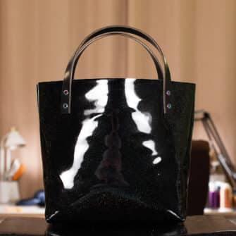 Alternative view of SoRetro OOAK Verdura Perfect FYG Leather Crossbody Tote – Sirius with Exclusivo Serrania Prismon on Black Cotton Webbing – Chromalusion Hardware