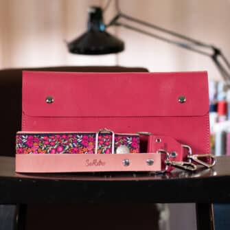 SoRetro Especial Reservo FYG Crossbody Clutch - Hot Pink Birb with Limited Pink Almeria on Vintage Pink Cotton Webbing - Silver Hardware