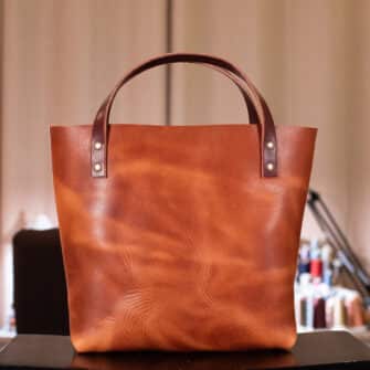 Alternative view of SoRetro Especial Perfect FYG Leather Crossbody Tote – Gingerbro with Limited Denali Fire on Sand Cotton Webbing – Bronze Hardware