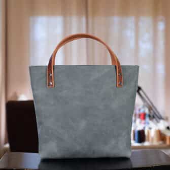 Alternative view of SoRetro Mini+ FYG Leather Crossbody Tote – Pluto the Planet with Limited All Weather Retro Radial on Mocha Cotton Webbing – Gunmetal Hardware