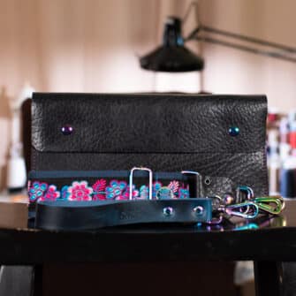 SoRetro Especial Reservo FYG Crossbody Clutch - Galaxy's Edge with Limited Day Glow Harvest Blooms On Navy Cotton Webbing - Chromalusion Hardware