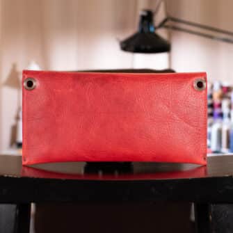 Alternative view of SoRetro Especial Reservo FYG Crossbody Clutch - Montmorency Cherry with Limited Winter Berry Festival on Strawberry Cotton Webbing - Bronze Hardware