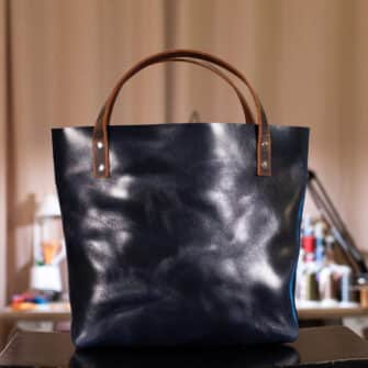 Alternative view of SoRetro Perfect FYG Leather Crossbody Tote – Service Dress Blue with McKinley on Navy Cotton Webbing – Gunmetal Hardware