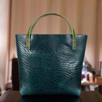 Alternative view of SoRetro Perfect FYG Leather Crossbody Tote – Thicc Boi Super Chunk Ocean with Baby Deco Diamonds on Navy Cotton Webbing – Chromalusion Hardware