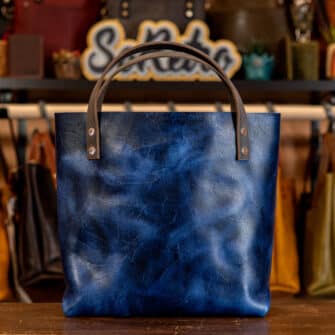 Alternative view of SoRetro Britannia Mini+ FYG Leather Crossbody Tote – Paddington with Limited Formulah Un Marina Bay on Aqua Cotton Webbing – Silver Hardware