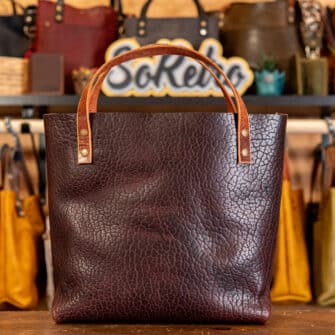 Alternative view of SoRetro Perfect FYG Leather Crossbody Tote – Thicc Boi Super Chunk Chocolate Cherries with Limited Superstar Ziggle on Milk Chocolate Cotton Webbing – Bronze Hardware