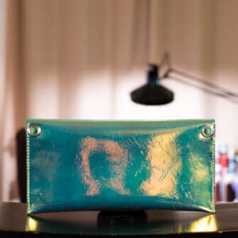 Alternative view of SoRetro Limited Verdura FYG Crossbody Clutch - Vendicatore Tossico with Limited Vintage Herringbone Dot on Olive Cotton Webbing - Chromalusion Hardware