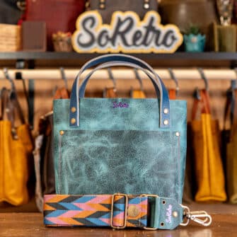 SoRetro Mini FYG Leather Crossbody Tote - Pollux with Chevy Tahoe - Bronze Hardware