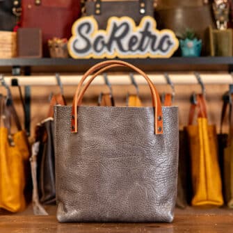 Alternative view of SoRetro Limited Mini FYG Leather Crossbody Tote - Iron Canyon Dancer with Limited Boomslang Beige on Sand Cotton Webbing - Gunmetal Hardware