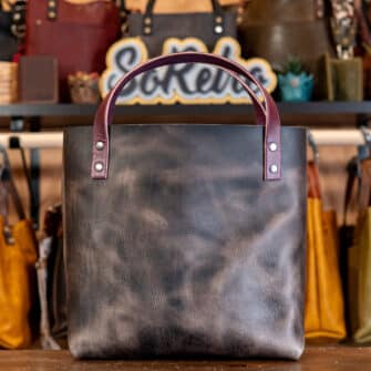 Alternative view of SoRetro Verdura Perfect FYG Leather Crossbody Tote – Tramonto Lunare with Limited Wooly Rose Racer on People Mover Iced Mochaccino Webbing – Gunmetal Hardware