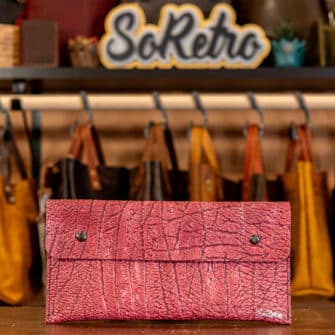 Alternative view of SoRetro Limited FYG Crossbody Clutch - Carmine Forest with Limited Boomslang Rose on Black Cotton Webbing -Gunmetal Hardware