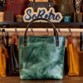 Alternative view of SoRetro Britannia Mini FYG Leather Crossbody Tote - Turnham Green with Alt Black Rafael on Lime Cotton Webbing - Gunmetal Hardware