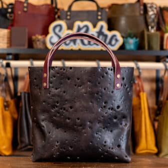 Alternative view of SoRetro Limited Verdura Mini+ FYG Leather Crossbody Tote – Mare Di Tranquillità with Exclusivo Mystic Beach on SortaWide Serape Stripes Surprise Webbing – Bronze Hardware