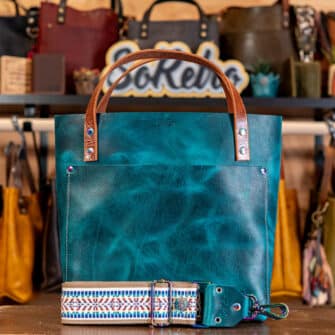 SoRetro Especial Reservo Perfect FYG Leather Crossbody Tote – Ten Peaks with Limited Denali Frontier on Khaki Cotton Webbing – Chromalusion Hardware