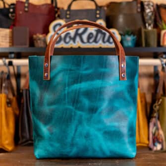 Alternative view of SoRetro Especial Reservo Perfect FYG Leather Crossbody Tote – Ten Peaks with Limited Denali Frontier on Khaki Cotton Webbing – Chromalusion Hardware