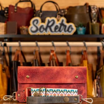 SoRetro Verdura FYG Crossbody Clutch - Moscato Rosa with Diamond Daze Rainbow - Bronze Hardware