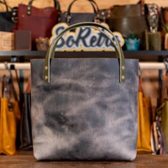 Alternative view of SoRetro Verdura Perfect FYG Leather Crossbody Tote – Piazza di Sambuco with Exclusivo Palm Party Pink Light on Khaki Cotton Webbing – Bronze Hardware