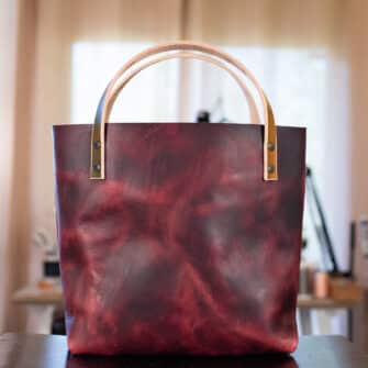 Alternative view of SoRetro Verdura Perfect FYG Leather Crossbody Tote – Peperoncino Arrosto with Exclusivo Mercado Merlot on Sand Cotton Webbing – Gunmetal Hardware