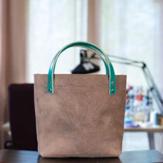Alternative view of SoRetro Limited Britannia Mini FYG Leather Crossbody Tote - Lancaster with Exclusivo Needlepoint Buttercup Summer Light on Lime Cotton Webbing - Chromalusion Hardware