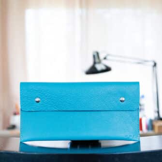 Alternative view of SoRetro FYG Crossbody Clutch - Torch Lake Shores with Limited Flippy Coastal Summer Diamonds on Dark Gray Cotton Webbing - Silver Hardware