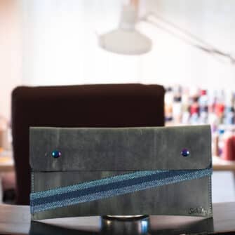 Alternative view of SoRetro Special Edition FYG Crossbody Clutch - Northern Lights with Limited Wooly Ocean Racer on Dark Plum Cotton Webbing - Chromalusion Hardware