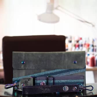 SoRetro Special Edition FYG Crossbody Clutch - Northern Lights with Limited Wooly Ocean Racer on Dark Plum Cotton Webbing - Chromalusion Hardware