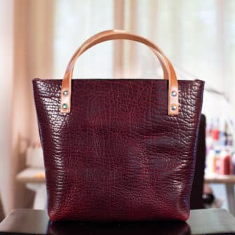 Alternative view of SoRetro Perfect FYG Leather Crossbody Tote – Thicc Boi Super Chunk Strawberry Jam with Exclusivo Red Gladiolus Madness on Simply SoRetro Sandstone Webbing – Chromalusion Hardware