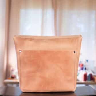 Alternative view of SoRetro Especial Reservo Mini+ Traveler FYG Leather Crossbody Tote – Fresh Coast Dunes with Heritage Glacier Forge on Sand Cotton Webbing – Gunmetal Hardware