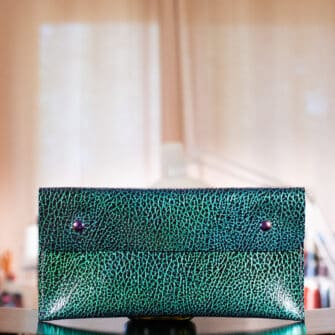 Alternative view of SoRetro Verdura FYG Crossbody Clutch - Lago del Drago with Heritage Cape Meares Lake on Dark Teal Cotton Webbing - Chromalusion Hardware