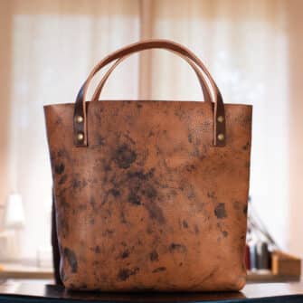 Alternative view of SoRetro Verdura Perfect FYG Leather Crossbody Tote – Monte Umbria with Limited Lakota Rock Radio on Chocolate Cotton Webbing – Bronze Hardware