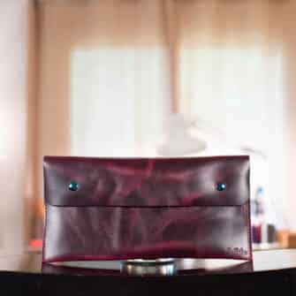Alternative view of SoRetro Especial FYG Crossbody Clutch - Plum Cobbler aka Mirabelle Estate with Heritage Lyndhurst Valley on Khaki Cotton Webbing - Chromalusion Hardware